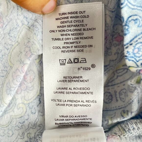 Lauren Ralph Lauren Pajama Shirt Women's Size Small Blue Button Up Collared - Picture 8 of 10